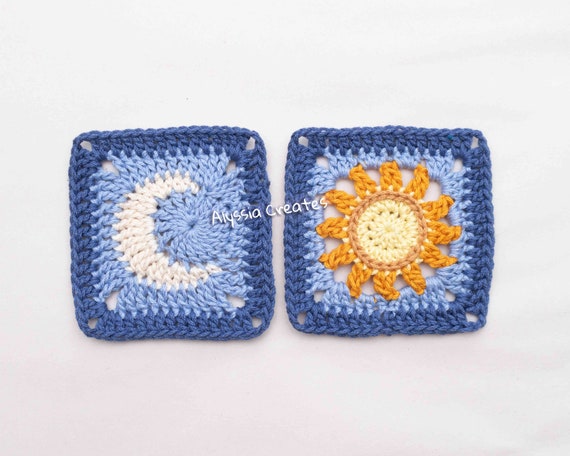 Sun and Moon Granny Square Crochet PDF PATTERN english 