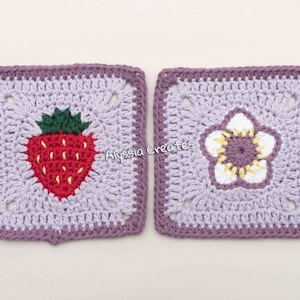 Strawberry Themed Granny Squares Crochet PDF PATTERN PACK English image 2