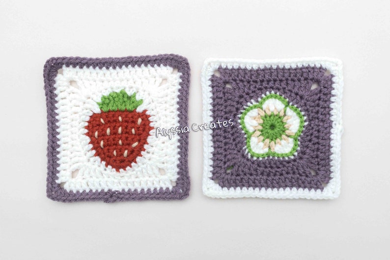 Strawberry Themed Granny Squares Crochet PDF PATTERN PACK English image 4