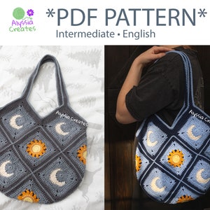 Sun and Moon Tote Bag Crochet PDF PATTERN - Intermediate (English)