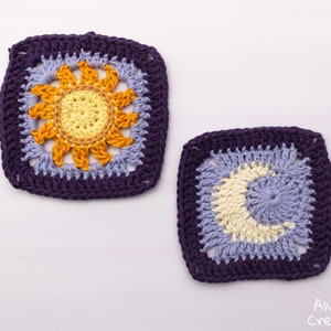 Sun and Moon Granny Square Crochet PDF PATTERN English image 4