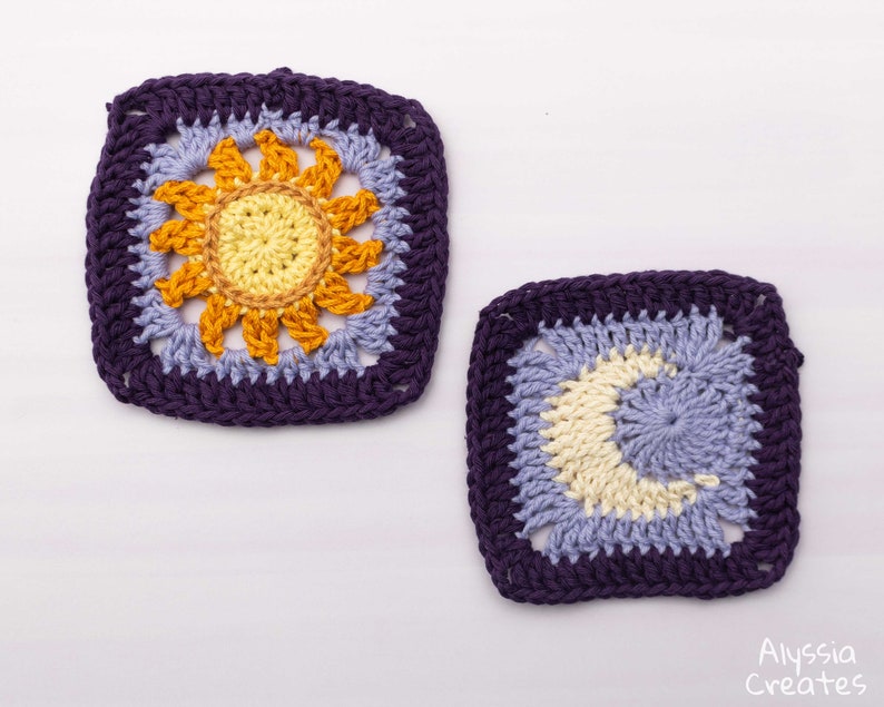 Sun and Moon Granny Square Crochet PDF PATTERN English image 4