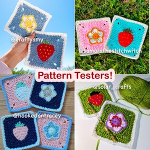 Strawberry Themed Granny Squares Crochet PDF PATTERN PACK English image 6