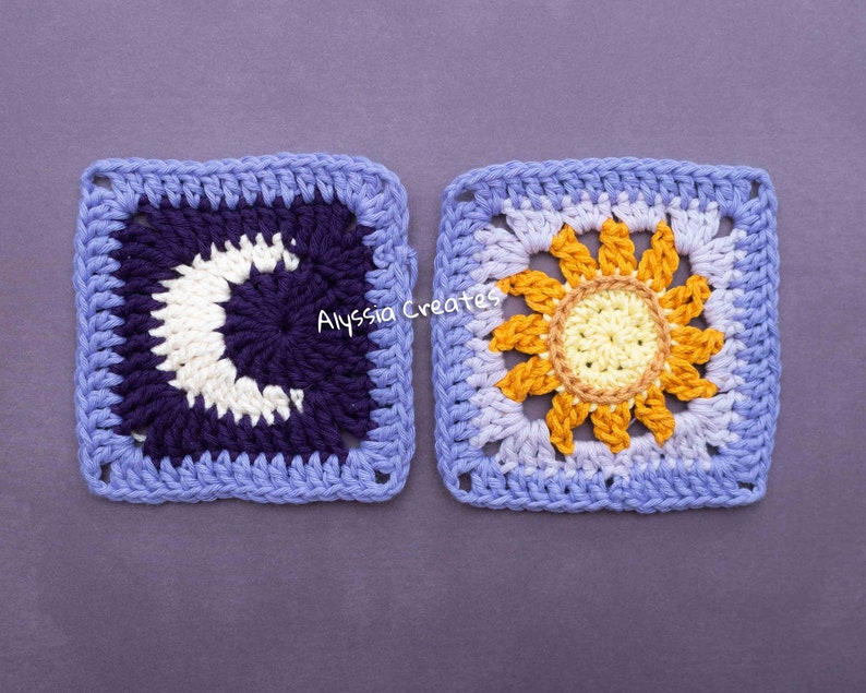 Sun and Moon Granny Square Crochet PDF PATTERN English image 5