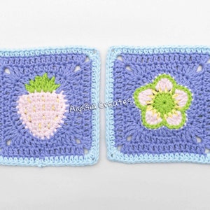 Strawberry Themed Granny Squares Crochet PDF PATTERN PACK English image 3