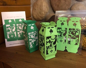 St Patrick's Day Lantern Luminary Paper Craft Kit with bottom