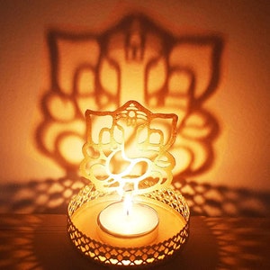 Lord Ganesha Shadow - Tea Light Candle Holder