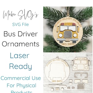 Bus Driver Ornament SVG | Ornament SVG | Bus Ornament SVG | Laser Cut File | Ornament Laser File | Bus Driver Ornament | Bus Laser File