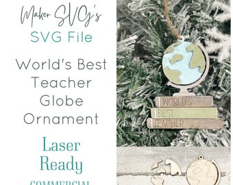 Lehrer Ornament SVG | Ornament SVG | Lehrer Ornament SVG | Laser Cut Datei | Ornament Laser Datei | Globus Ornament | Lehrer Laser Datei