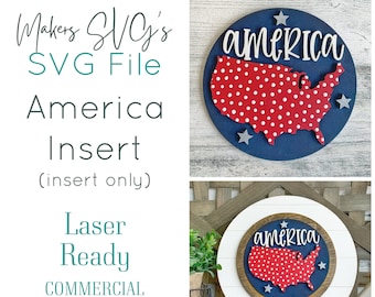 America Sign SVG: Shiplap Insert, Patriotic Laser Cut File (Digital Download)