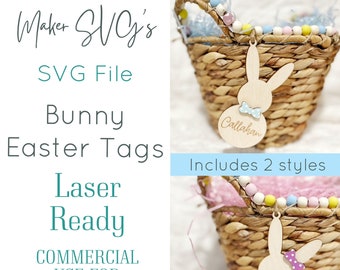 Bunny Easter Tag Laser File: Personalized Basket Tag SVG (Digital Download)