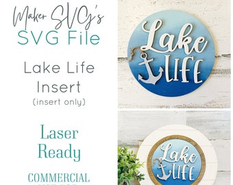 Lake Life Sign SVG: Shiplap-Einsatz, Laserschnittdatei (Digitaler Download)