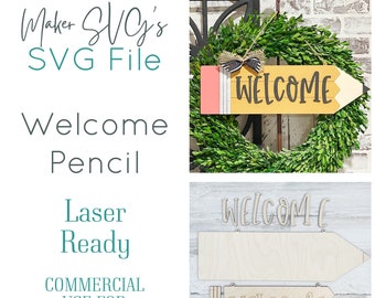 Willkommen Bleistift SVG Laser Datei | Laser SVG | Set SVG | Party Datei | Kinder Malpackung | Lehrer Laser Datei | Willkommen Laser File