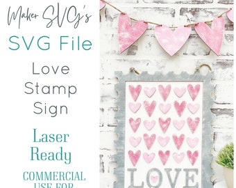 Love Stamp Sign SVG Laser File: Valentine's Day Decor (Digital Download)
