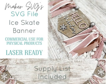 Winter Ice Skate Banner SVG Laser File (Digital Download)