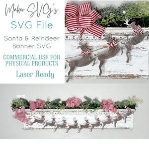 Père Noël et renne SVG | SVG | Fichier laser | Laser SVG | Fichier laser de Noël | Fichier laser de Noël de ferme | Fichier laser Glowforge