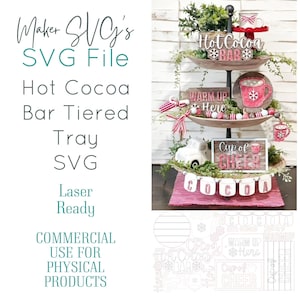 Hot Cocoa Tiered Tray SVG Laser File | Laser SVG | Paint Kit SVG | Paint Party File | Cocoa Paint Kit | Hot Cocoa Laser File |  Winter svg
