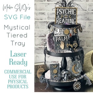 Mystic Tiered Tray SVG Laser File | Laser SVG | Halloween Tiered Tray | Halloween Laser File | Halloween laser svg | Mystical Laser File