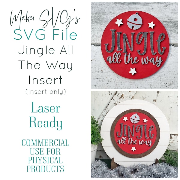 Jingle All The Way SVG | Shiplap Insert SVG | Laser File | Interchangeable Laser | Interchangeable File | Interchangeable svg | Christmas