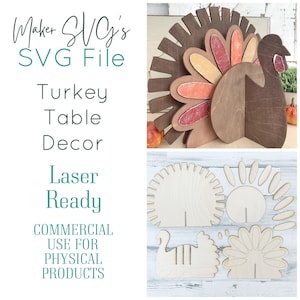 Turkey Centerpiece SVG File | 3D Turkey | Thanksgiving Table Decor | Laser File | Glowforge File | SVG File | Thanksgiving SVG | Turkey svg