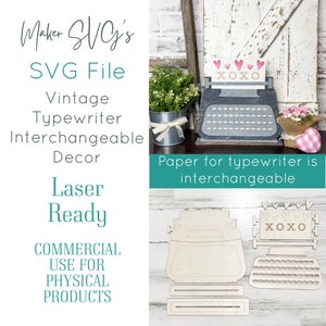 Vintage Typewriter Interchangeable SVG | Laser SVG  | Glowforge File | Laser File | Interchangeable svg | Interchangeable Sign | Home Decor