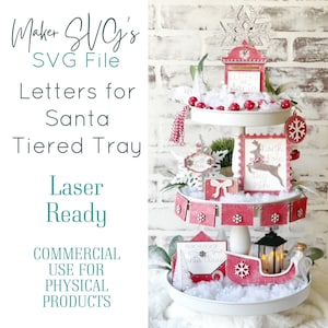 Letters for Santa Tiered Tray SVG Laser File | Laser SVG | Christmas Tiered Tray | Christmas Laser File |  Christmas laser svg | Santa Laser
