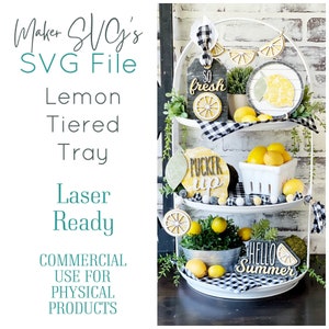 Lemon Tiered Tray SVG Laser File | Laser SVG | Paint Kit SVG | Summer tiered tray | Lemon Farmhouse laser file | Lemon laser file