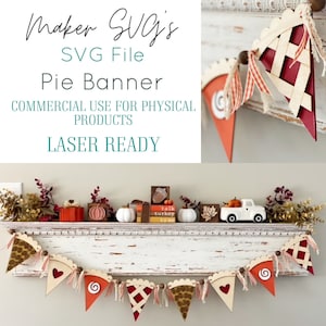 Banner de torta SVG | SVG | Arquivo Laser | Laser SVG | Arquivo Laser de Ação de Graças | Arquivo laser de Natal da fazenda | Arquivo de laser Glowforge | Torta de nozes