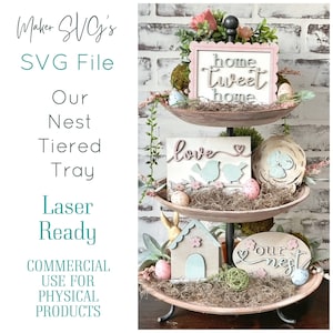 Our Nest Tiered Tray SVG Laser File | Laser SVG | Bird Tiered Tray | Summer Laser File | Bird laser svg | Tiered Tray laser file | bird svg