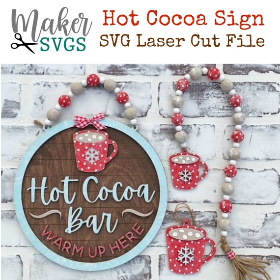 Hot Cocoa Sign SVG: DIY Ornament & Bead Garland Charm (Digital Download)