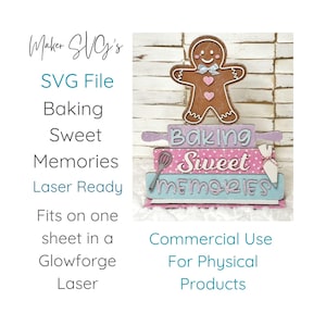 Baking Sweet Memories File Glowforge Laser File Christmas Laser File Christmas SVG Laser Cut File Gingerbread File Gingerbread Decor DIY Kit