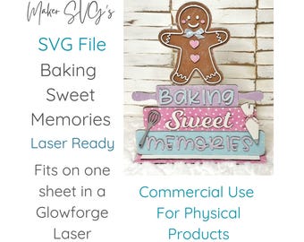 Archivo cortado a láser "Repostería Dulces Recuerdos": Kit de decoración de pan de jengibre (Descarga digital SVG)