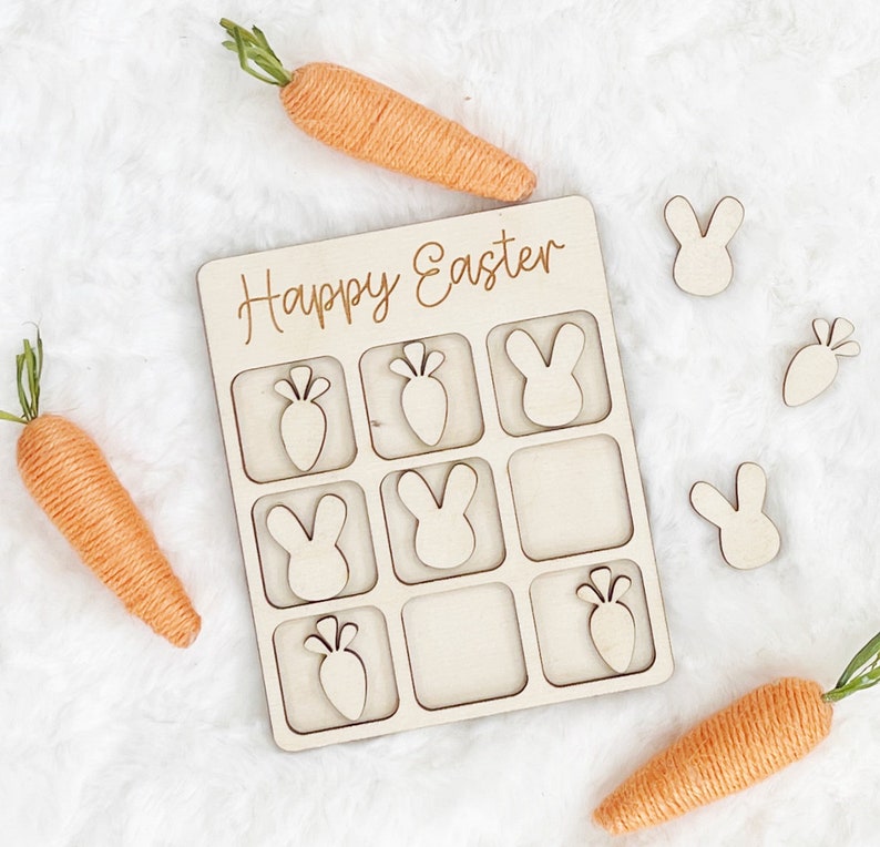 Easter Bunny & Carrot Tic Tac Toe Laser SVG File - Etsy