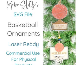 Basketball Ornament SVG Laser Cut Datei: Trophäe & Megaphon (Digitaler Download)