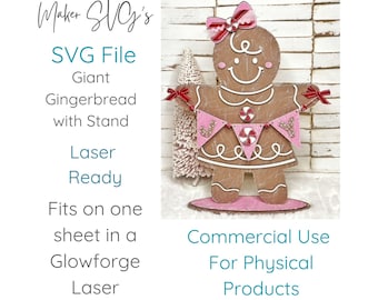 Archivo cortado a láser para pancarta de jengibre JOY: Decoración navideña SVG (descarga digital)