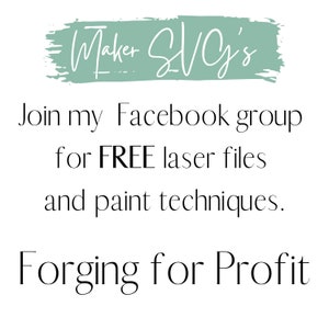 K&ouml;nnte beinhalten: Textgrafik mit gr&uuml;nem Pinselstrich-Hintergrund. Der Text lautet "Maker SVG's" in einer handschriftlichen Schriftart. Unter der Grafik steht der Text "Tritt meiner Facebook-Gruppe bei, um KOSTENLOSE Laserdateien und Maltechniken zu erhalten. Schmieden f&uuml;r den Gewinn."
