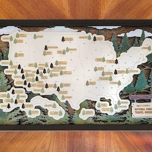 Custom US National Parks Travel Map, National Parks Marker, Personalized US Travel Map, Home Decor, Gift Travelers Hikers RG Blk 11X18