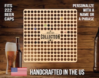 Personalized Beer Cap Display: Hanging Wood Decor, Holds 222 Caps