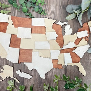 US Travel Map, Push Pin Map, Wood Map of United States, 3D US Map, Wall ...