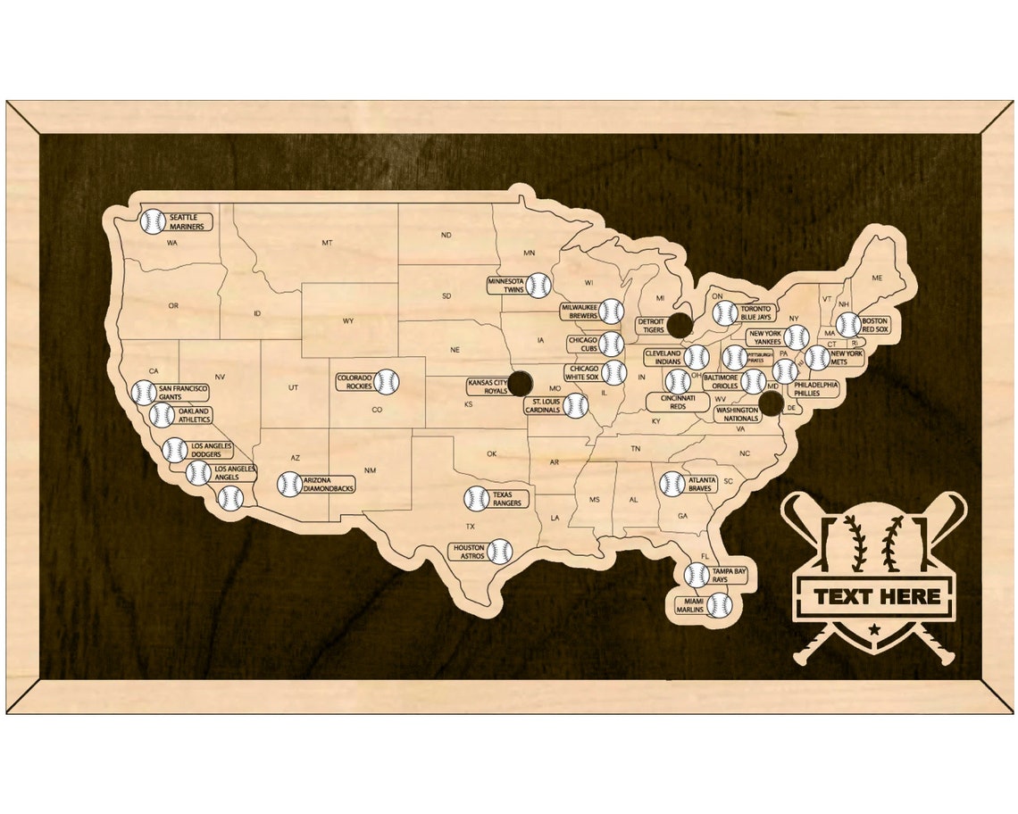 MLB Stadium Map Stadium Tracker Baseball Trip Tracker MLB Etsy