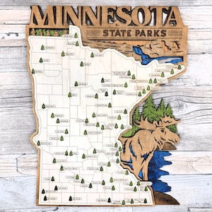 Minnesota State Parks Map, State Parks Marker, Personalized Minnesota State Park Travel Map, Home Decor, Gift Travelers Hikers, Bucket List