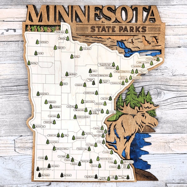 Minnesota State Parks Map, State Parks Marker, Personalized Minnesota State Park Travel Map, Home Decor, Gift Travelers Hikers, Bucket List