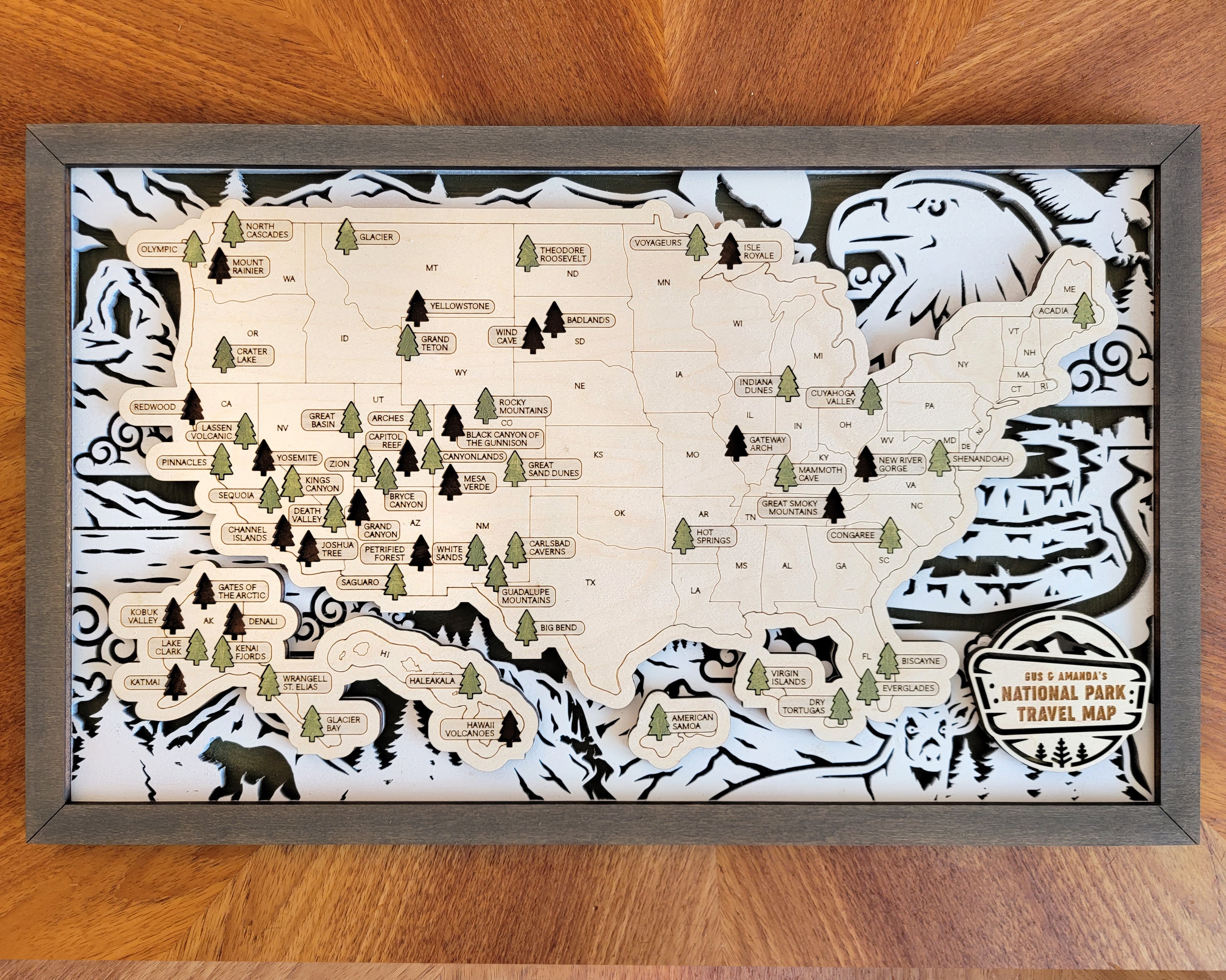 Custom US National Parks Travel Map, National Parks Marker, US Travel