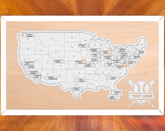 Custom Baseball Park Map Tracker, Baseball Stadiums Sign, Ball Parks , Fathers Day Gift, Retirement,  Baseball Fan, Anniversary RG 11x18