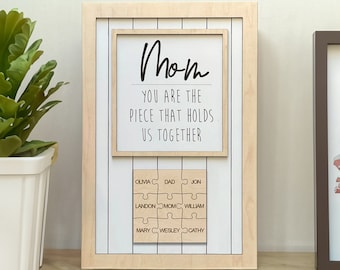 Mother’s Day Gift Set - Mom Puzzle Sign  - Personalized Gift For Mom - Mom Puzzle Piece Sign - Mother's Day