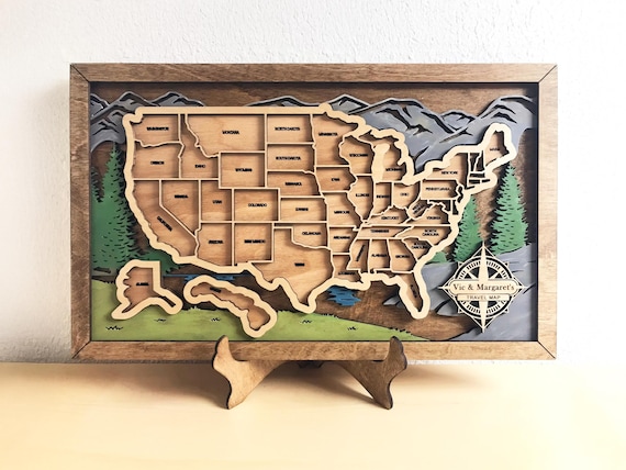 Personalized US Travel Map, US Travel Map, Travel Map Tracker, Family Road Trip Tracker, Travel Home Decor Gift for Travelers, RG 11x18