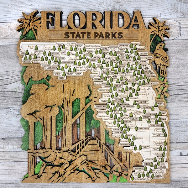 Florida State Parks Map, State Parks Marker, Personalized Arizona State Park Travel Map, Home Decor, Gift Travelers Hikers, Bucket List