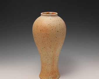 Wheel-thrown & Altered Stoneware Vase with Facet Surface and Iron Speckles by Hsin-Chuen Lin