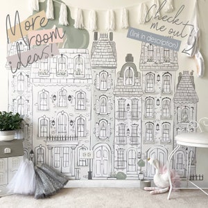 Parisian Village Wall Decal PEEL & STICK, Street, Town, Houses, London, Wall Mural, Pretty Playroom, Unique Decor, Ballerina, Muted Rainbow image 6