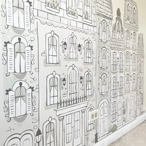 Ballerina Town Wall Decal PEEL & STICK, Street, Town, Houses, London, Wall Mural, Pretty Playroom, Unique Decor, Madeline, Neutral Nursery image 2